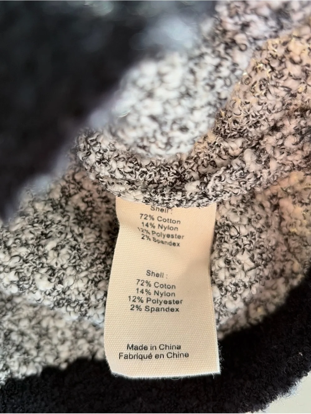 L’AGENCE Arielle Tweed Bouclé Jacket White Black Gold Buttons Designer